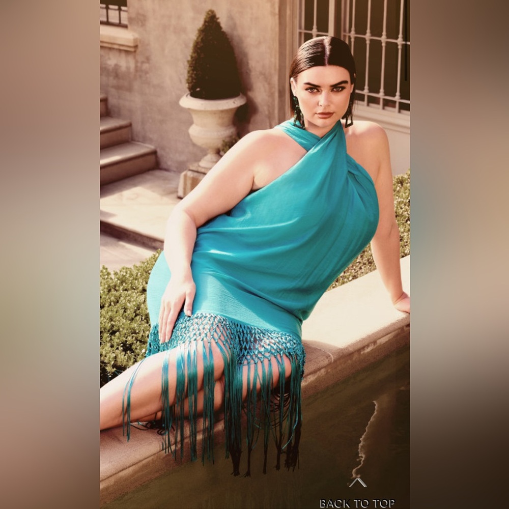 City chic Calypso Fringe dress lagoon blue size 16 & 18W new in package.